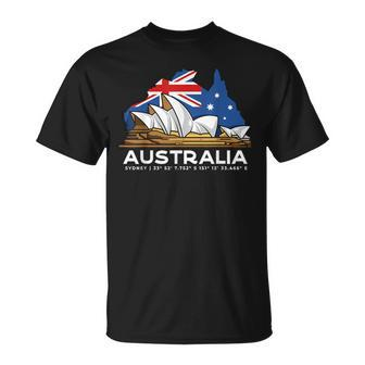 Australia Sydney Gps Coordinates Opera House T-Shirt - Monsterry UK