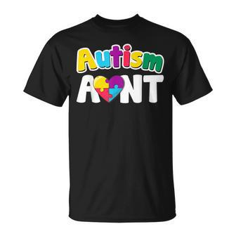 Autism Aunt Awareness Puzzle Pieces Colors T-Shirt - Monsterry AU