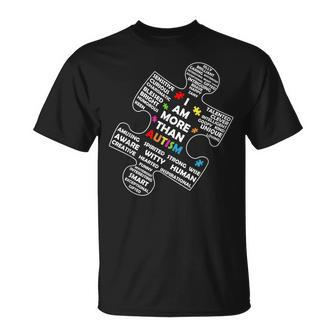 I Am More Than Autism Awareness Asd Puzzle Piece Support T-Shirt | Mazezy UK