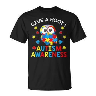 Autism Awareness Give A Hoot Owl Puzzle T-Shirt - Monsterry AU