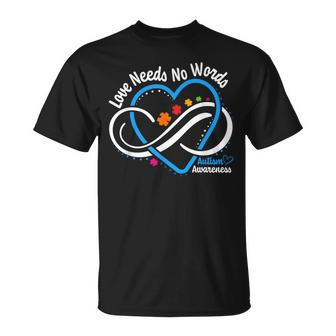 Autism Awareness Love Needs No Words Infinity Heart Autism T-Shirt - Monsterry UK