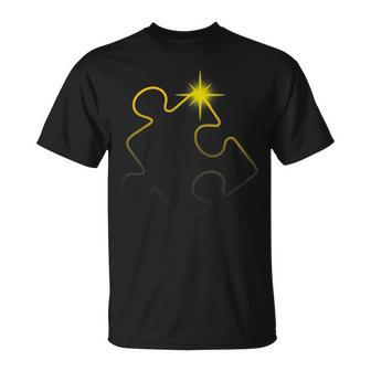 Autism Awareness Puzzle Piece Total Solar Eclipse 2024 T-Shirt - Seseable