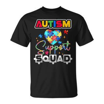 Autism Awareness Autism Squad Support Team Colorful Puzzle T-Shirt | Mazezy