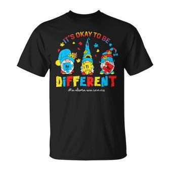 Autism Awareness Three Gnomes Autism It's Ok To Be Different T-Shirt - Monsterry UK
