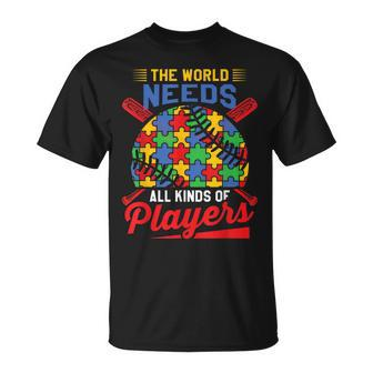 Autism Baseball The World Needs All Kinds Of Players T-Shirt | Mazezy AU