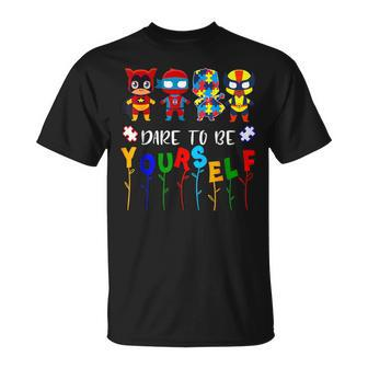 Autism Dare To Be Yourself Dabbing Superheroes Boys T-Shirt - Seseable