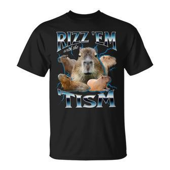 Autism Rizz Em With The Tism Meme Autistic Capybara T-Shirt | Mazezy