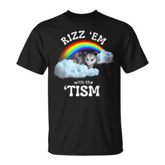 Autism Rizz Em With The Tism Meme Autistic Opossum T-Shirt | Mazezy