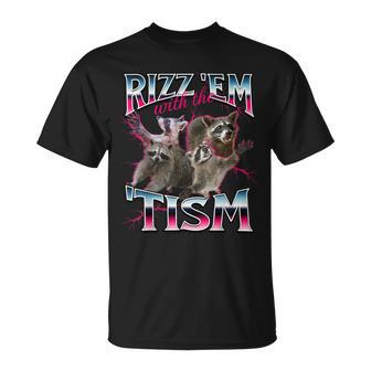 Autism Rizz Em With The Tism Meme Autistic Racoon T-Shirt - Seseable