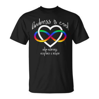 Autism Kindness Is Cool Autism Infinity Heart Rainbow T-Shirt - Seseable
