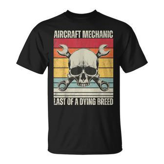 Aviation Mechanic Vintage Skull Vintage Aircraft Mechanic T-Shirt - Monsterry CA