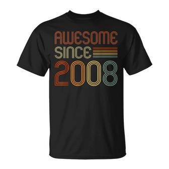Awesome Since 2008 For Boys Girls 16Th Birthday Retro T-Shirt - Monsterry