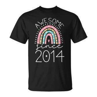Awesome Since 2014 8Th Birthday Rainbow Born In 2014 T-Shirt - Thegiftio UK