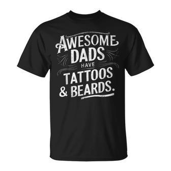 Awesome Dads Have Tattoos And Beards Father's Day July 4Th T-Shirt - Thegiftio UK