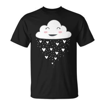 Awesome White Cloud Rain Raindrop Hearts Print T-Shirt - Monsterry CA