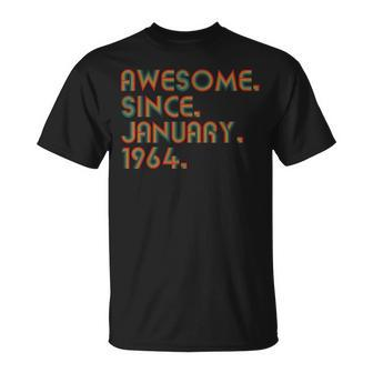 Awesome Since January 1964 Vintage 60Th Birthday T-Shirt - Monsterry DE