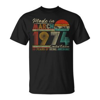 Awesome Since March 1974 Vintage 50Th Birthday T-Shirt - Thegiftio UK