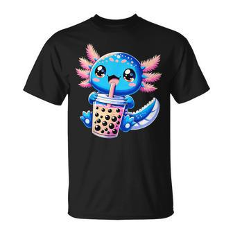 Axolotl Bubble Boba Tea Anime Cute Kawaii Blue Axolotl T-Shirt | Mazezy UK
