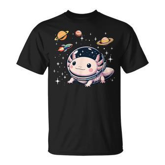 Axolotl Kawaii Cute Axolotls Astronaut Planets Space T-Shirt - Monsterry