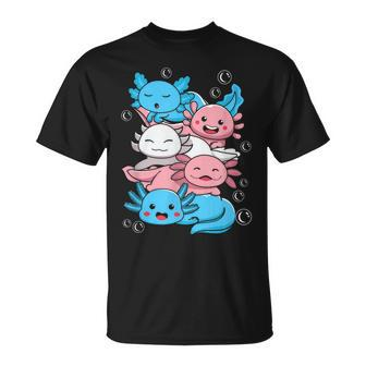 Axolotl Pile Transgender Flag Trans Lgbtq Kawaii T-Shirt - Thegiftio UK