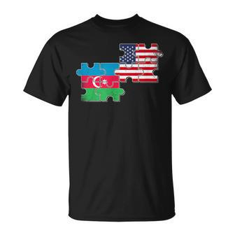 Azerbaijan Usa Vintage Flag American Azerbaijani T-Shirt - Monsterry