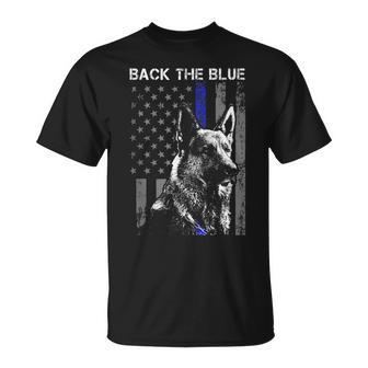 Back The Blue Thin Blue Line Flag K-9 German Shepherd Police T-Shirt - Monsterry DE