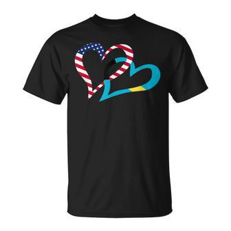 Bahamas Bahamian Americans Usa Flag Colors Heart Love T-Shirt - Monsterry DE