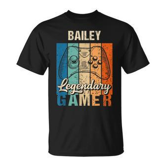 Bailey Name Personalized Retro Legendary Gamer T-Shirt - Seseable
