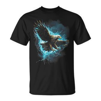 Bald Eagle Bird Nature Usa Lightning T-Shirt - Monsterry
