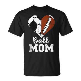 Ball Mom Heart Football Soccer Mom T-Shirt - Monsterry UK