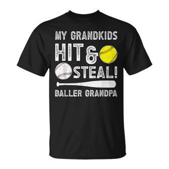 Baller Grandpa Softball Baseball Grandpa T-Shirt - Monsterry UK