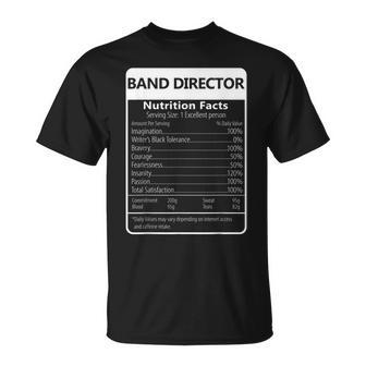 Band Director Nutrition Facts Sarcastic Graphic T-Shirt - Monsterry
