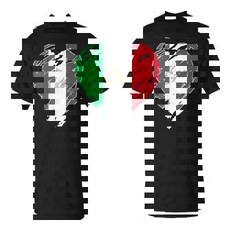 Bandera Italiana Con Diseño De Corazón Con Texto En Inglés Proud To Be Italian I Love Ital Camiseta unisex - Regaloses