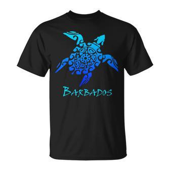 Barbados Tribal Turtle Polynesian Tattoo Style Vacation T-Shirt - Monsterry
