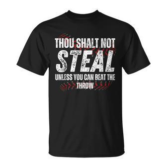 Baseball Coach Baseball Thou Shall Not Steal T-Shirt | Mazezy
