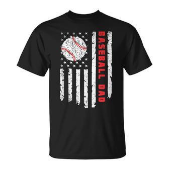 Baseball Dad Usa American Flag Patriotic Dad Father's Day T-Shirt - Thegiftio UK