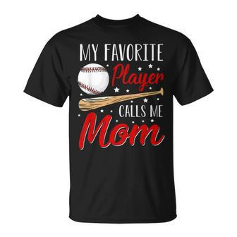 Baseball My Favorite Player Calls Me Mom Heart Mother T-Shirt - Monsterry