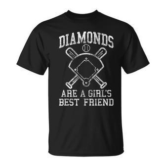 Baseball Girls Diamonds Are A Girls Best Friend Baseball T-Shirt - Thegiftio UK