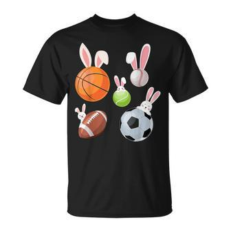 Basketball Baseball Football Soccer Sports Easter Bunny T-Shirt - Seseable