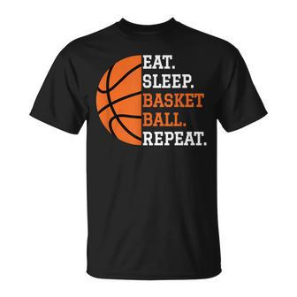 Basketball Player Boy Eat Sleep Basketball Repeat T-Shirt - Monsterry
