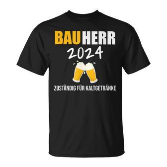 Bauherr 2024 Hausbau Neubau Baustelle Topping-Out T-Shirt - Seseable