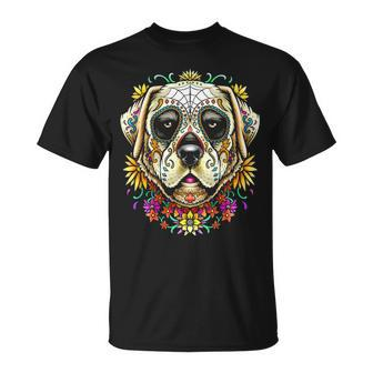 Bdaz Labrador Lab Dog Sugar Skull Day Of The Dead T-Shirt | Mazezy