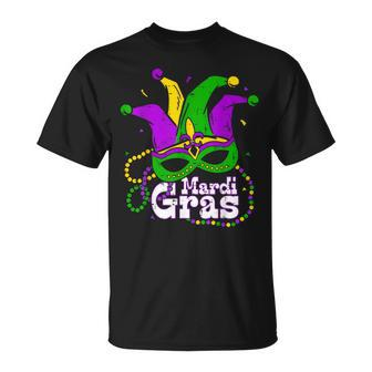 Beads Mask Feathers 2024 Mardi Gras For Girls Women T-Shirt - Monsterry DE