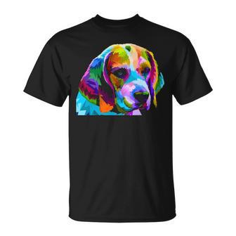 Beagle In Colorful Pop Art For Dog Owners T-Shirt | Mazezy
