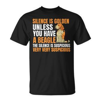 Beagle Small Scent Dog Hunting Pet Breeder Silence Is Golden T-Shirt - Thegiftio UK