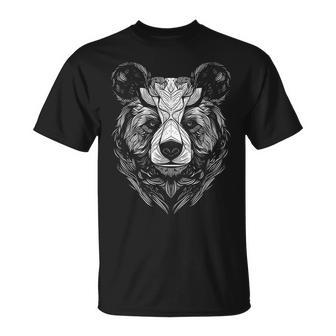 Bear Head Minimalistic Monochrome Outdoors T-Shirt - Thegiftio UK