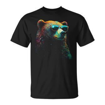 Bear Sunglasses Animal Colourful Forest Animals Bear T-Shirt - Monsterry
