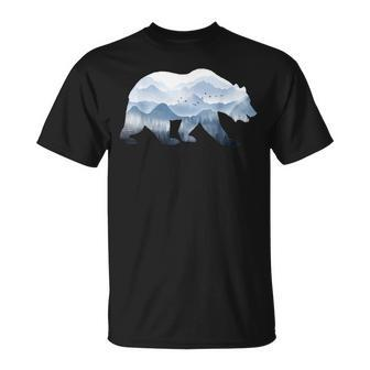 Bear Surreal Mountain Outdoor Nature Wildlife Animal Vintage T-Shirt - Thegiftio