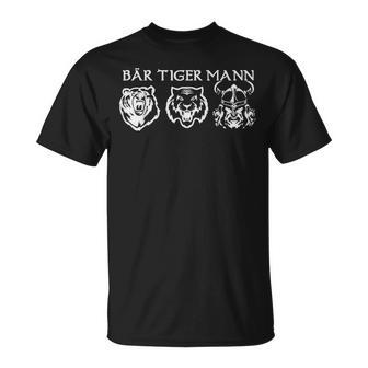 Bear Tiger Man Beard Carrier Slogan T-Shirt - Seseable