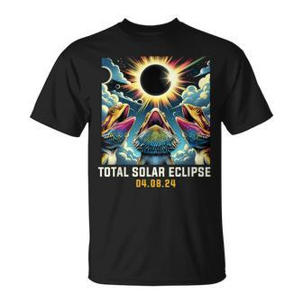Bearded Dragon Howling At Solar Eclipse T-Shirt - Seseable